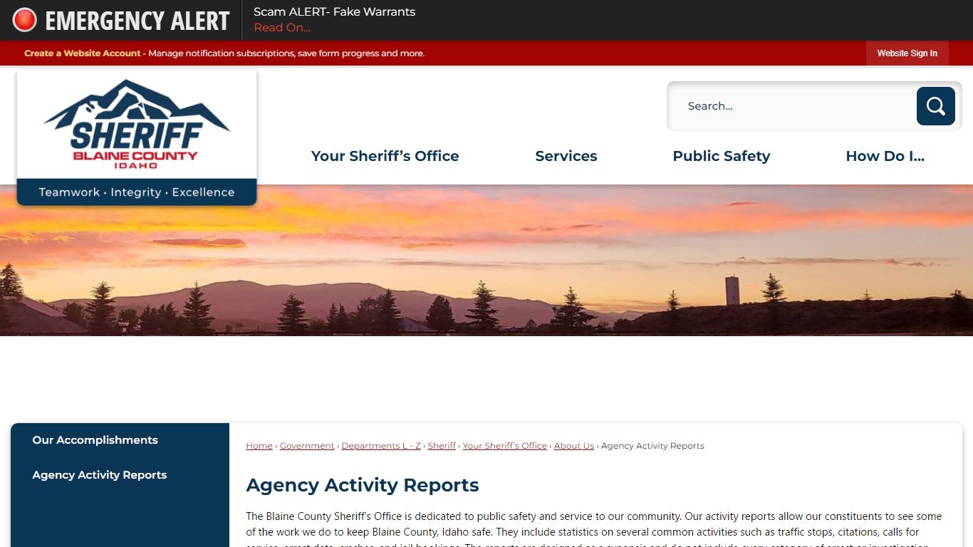 Agency Activity Reports | Blaine County, ID