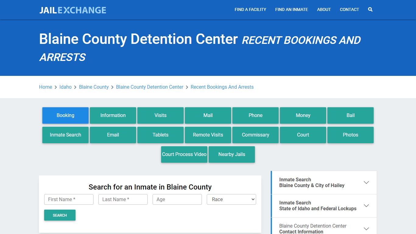 Blaine County Detention Center Recent Bookings And Arrests - Jail Exchange